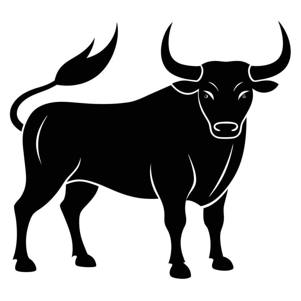 bull standing silhouette vector