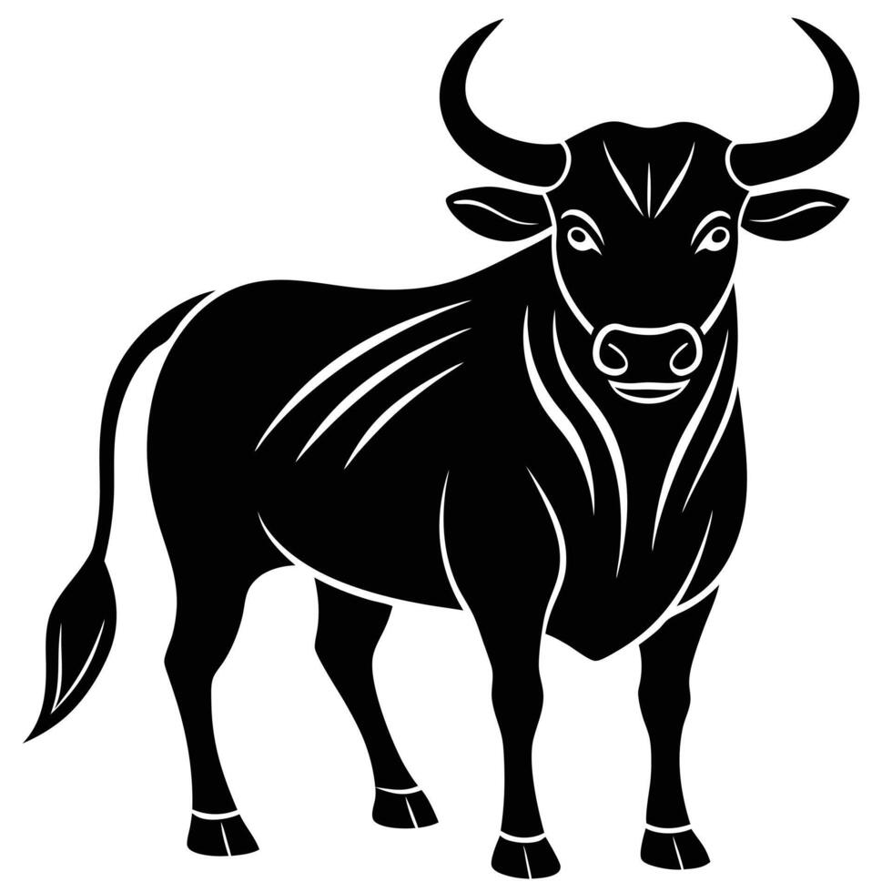 bull standing silhouette vector