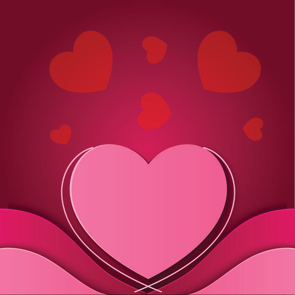 a pink heart with a pink background with many hearts on it. vector