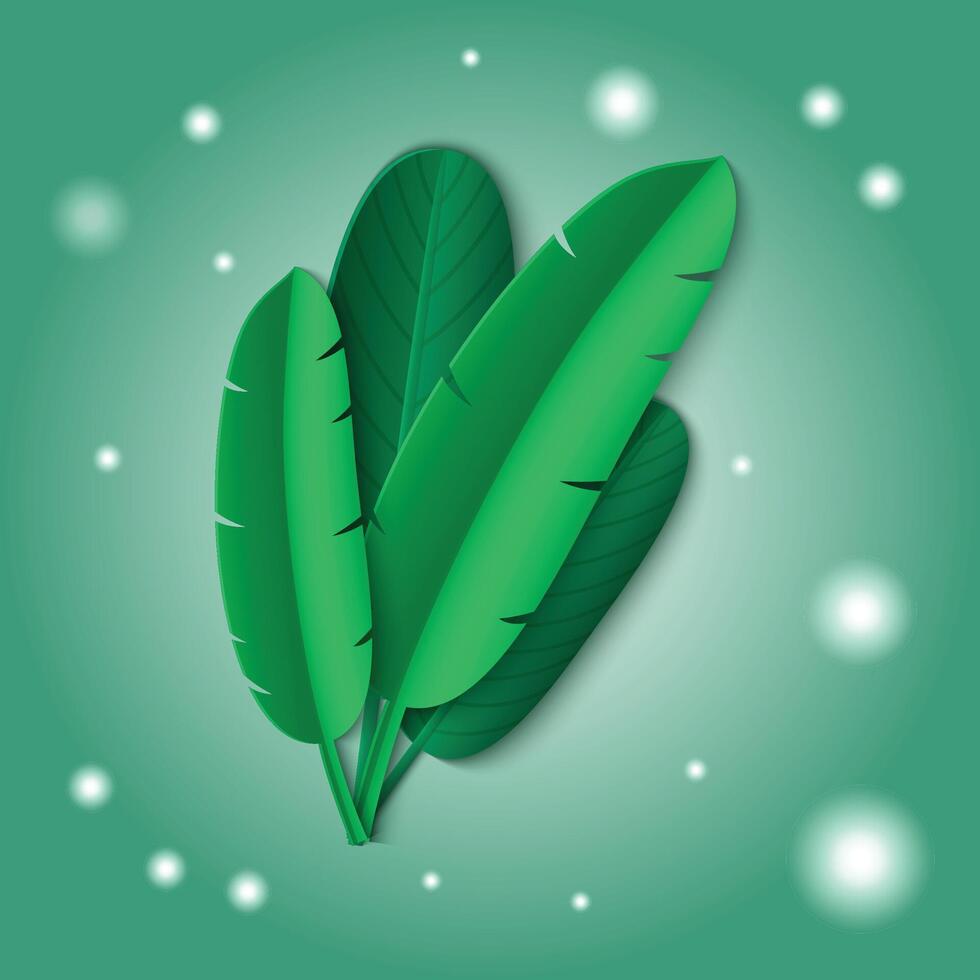 a green background with a green banana leaf. vector