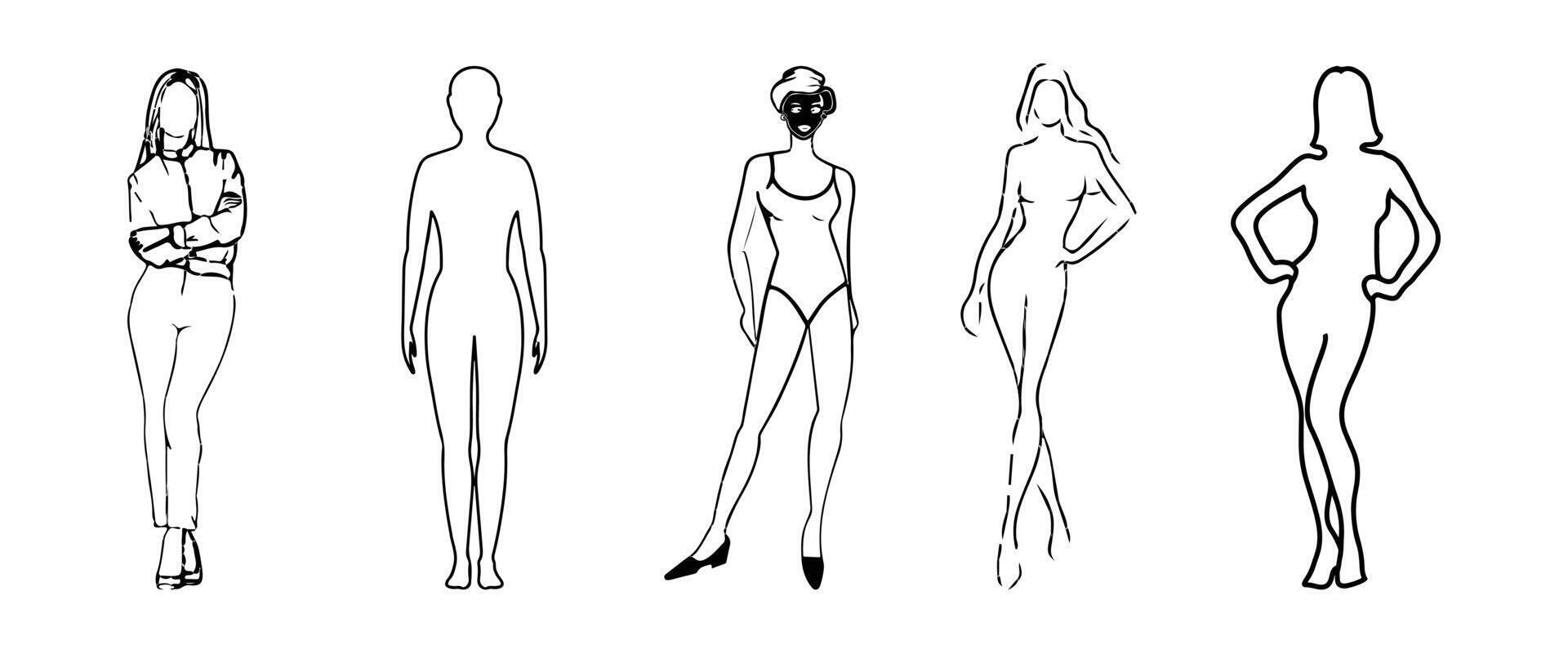 A drawing of a woman in swimwear and another woman wearing a hat. vector