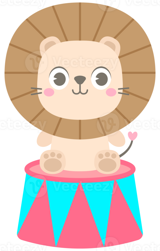 Cute circus carnival animals and snack cartoon illustration lion png