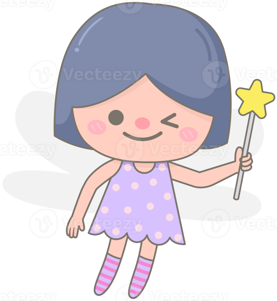 Cute kid pastel hand drawn magic fairy forest png