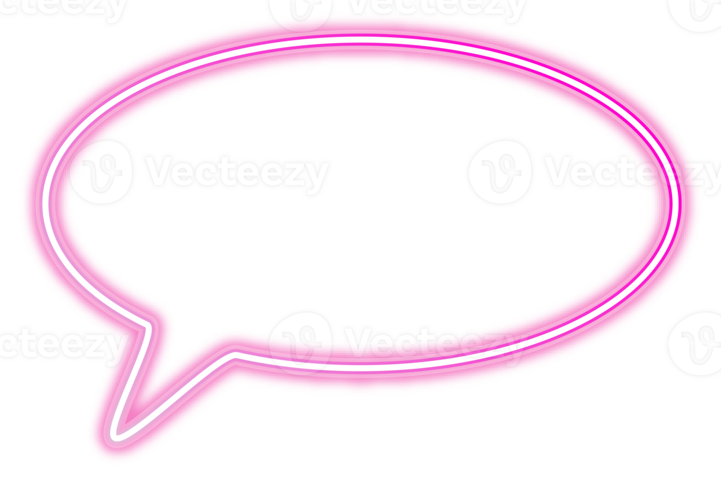 Neon glowing speech chat bubble. Dialog and communication outlined icon for messaging and conversations png