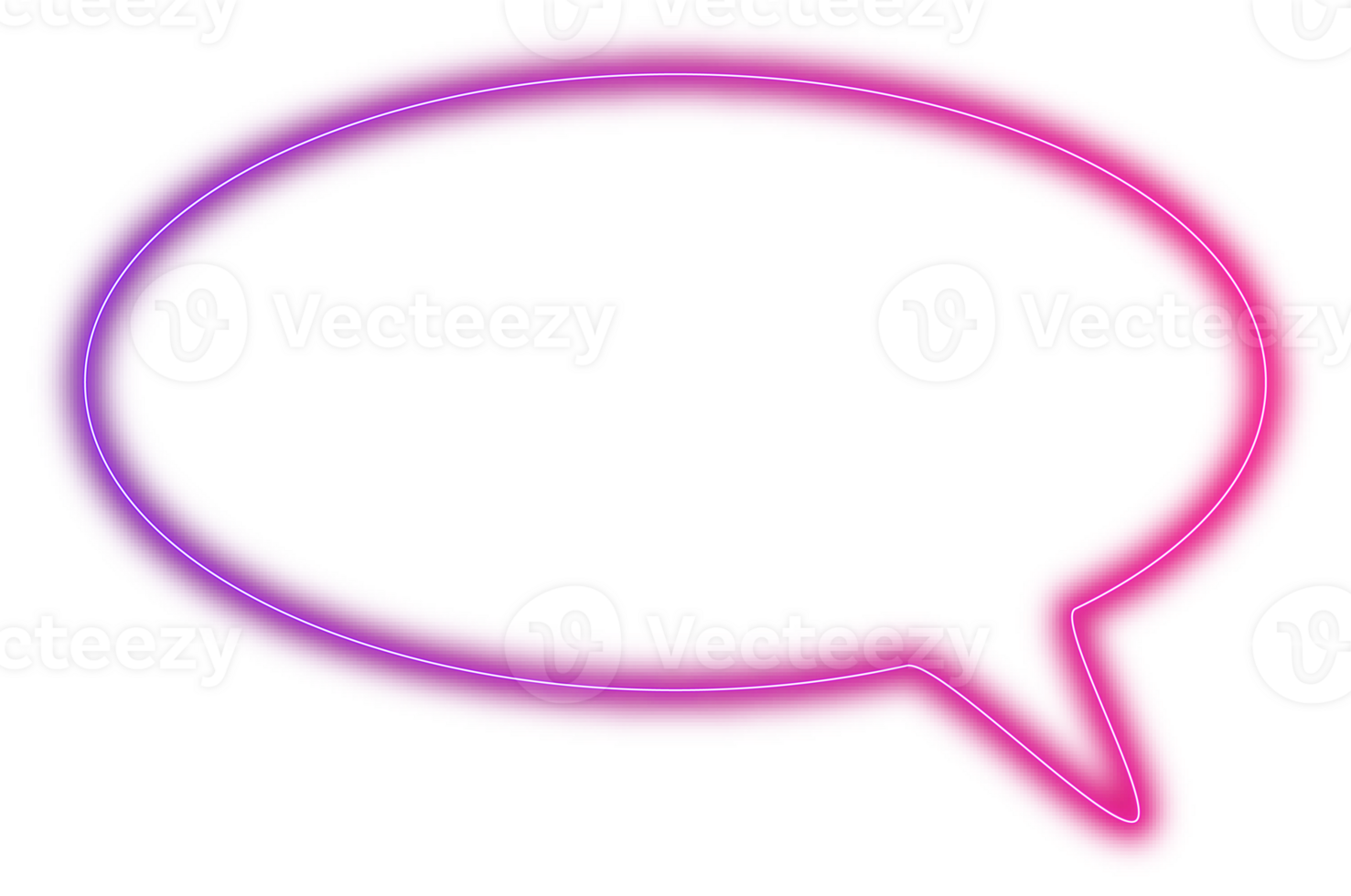 Neon glowing speech chat bubble. Dialog and communication outlined icon for messaging and conversations png
