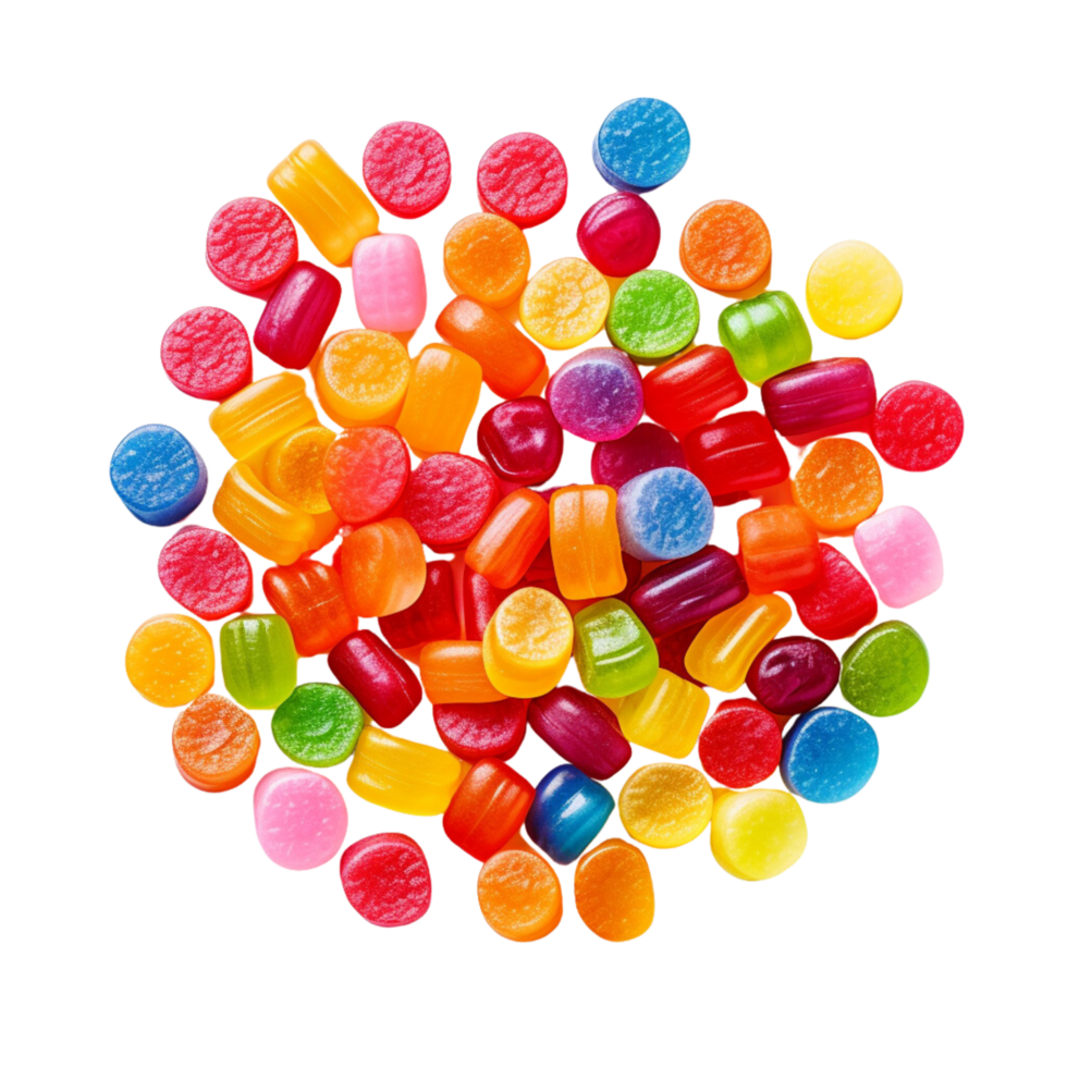 Candys top view isolated on a transparent background png