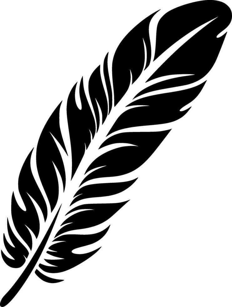 Feather, Black and White illustration vector