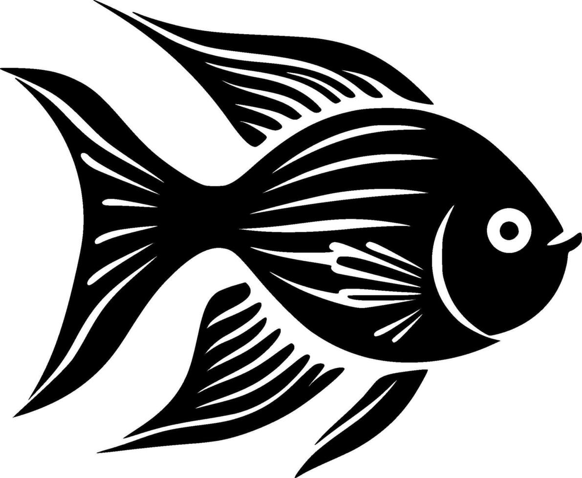 Angelfish - Black and White Isolated Icon - illustration vector