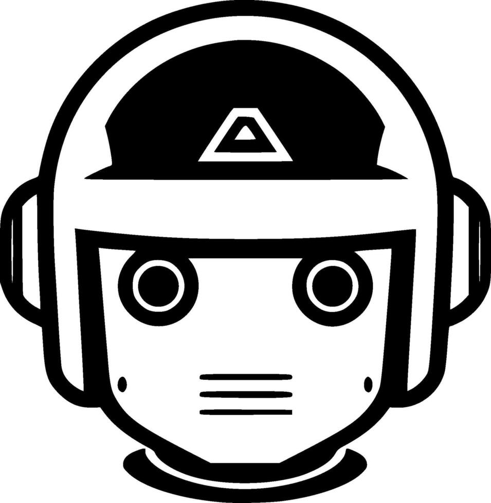 Robot - Black and White Isolated Icon - illustration vector