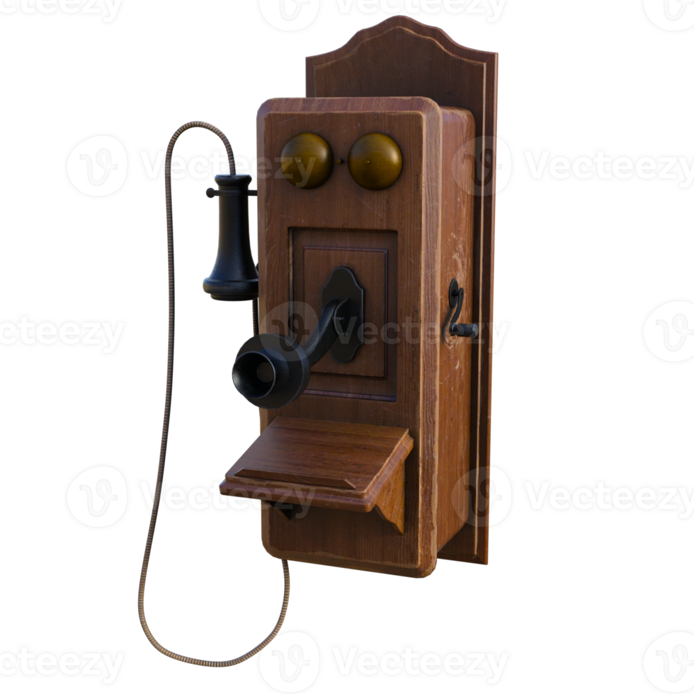 old telephone on transparent background png