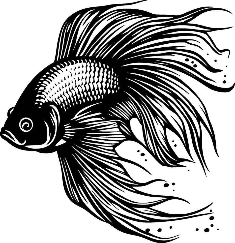 Betta Fish, Minimalist and Simple Silhouette - illustration vector