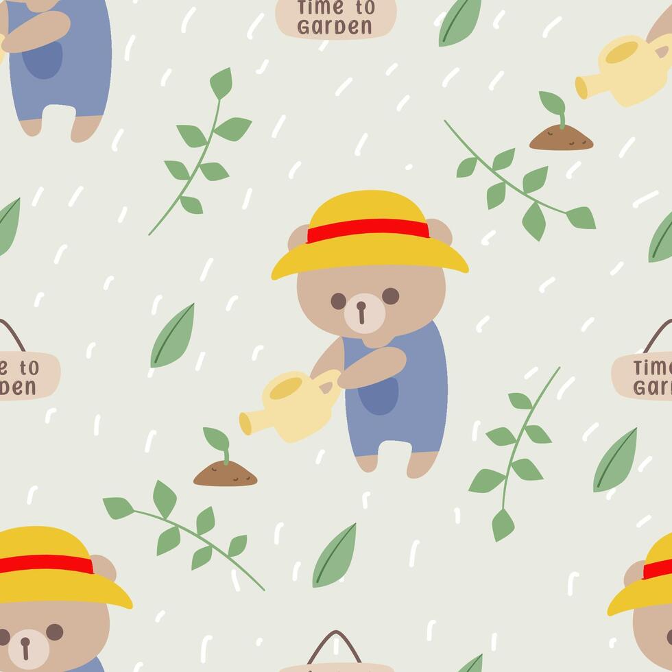 Seamless pattern with cute bear vector