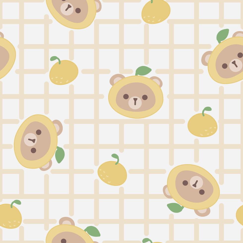 Seamless pattern with cute bear vector