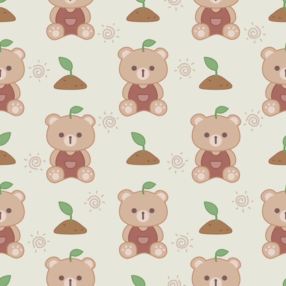 Seamless pattern with cute bear vector