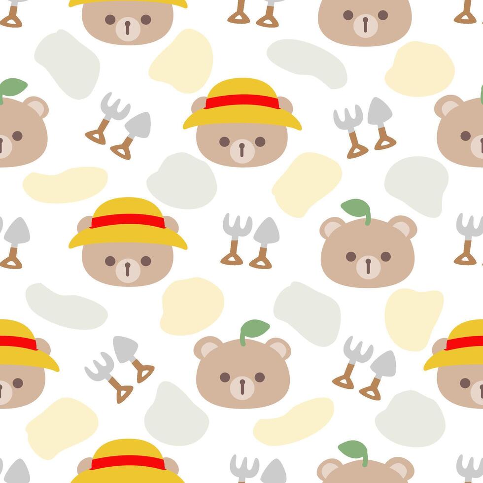 Seamless pattern with cute bear vector