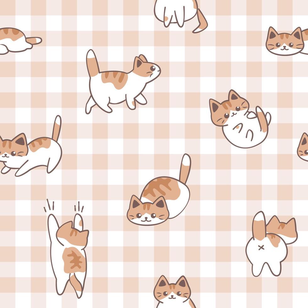 Seamless pattern of cute calico cat vector