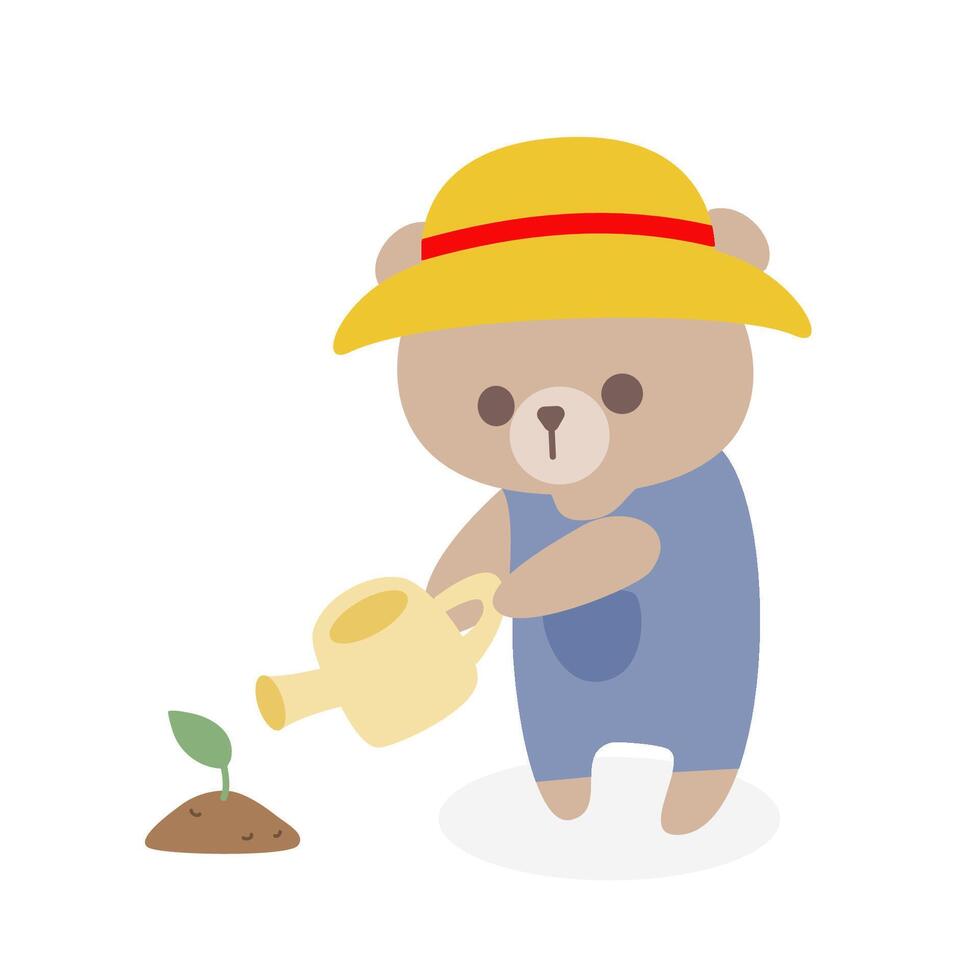 Bear with plant poster vector