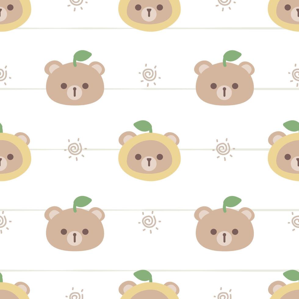 Seamless pattern with cute bear vector