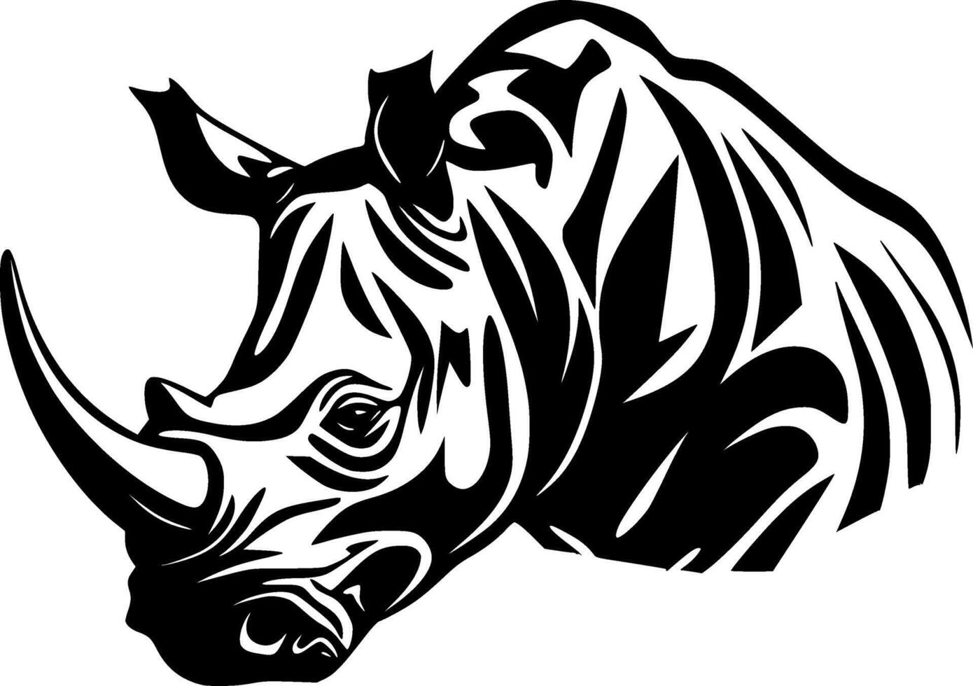Rhinoceros, Black and White illustration vector