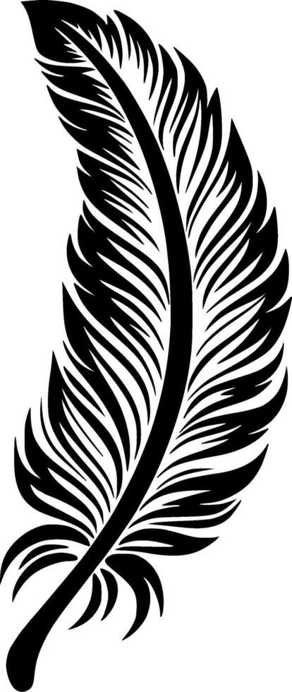 Feather, Black and White illustration vector