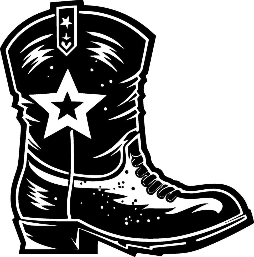 Cowboy Boot, Black and White illustration vector