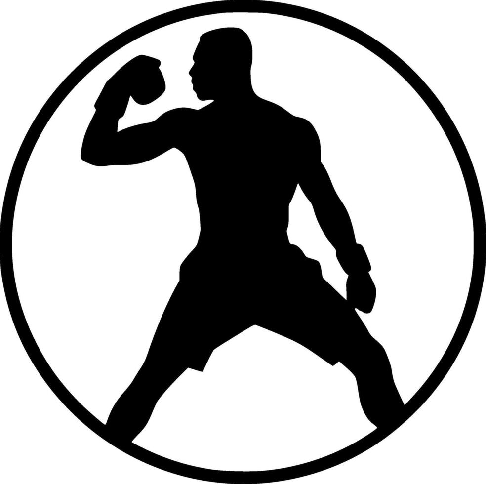 Boxing - Black and White Isolated Icon - illustration vector