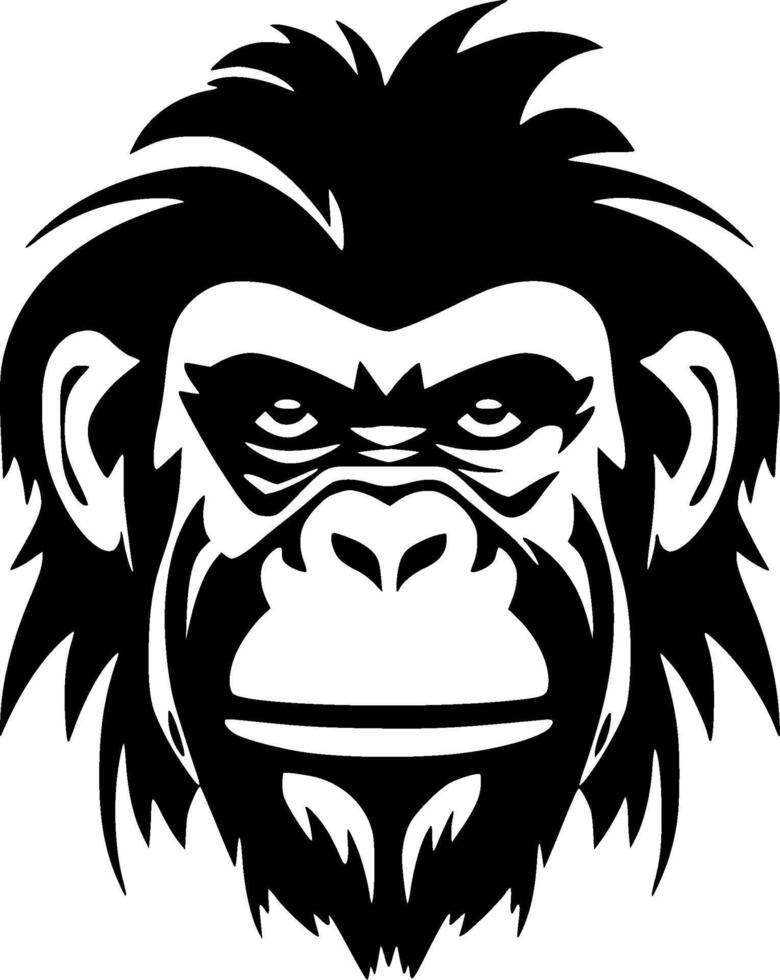 Chimpanzee, Minimalist and Simple Silhouette - illustration vector
