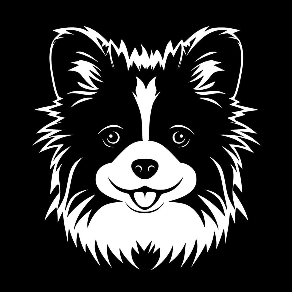 Pomeranian, Black and White illustration vector