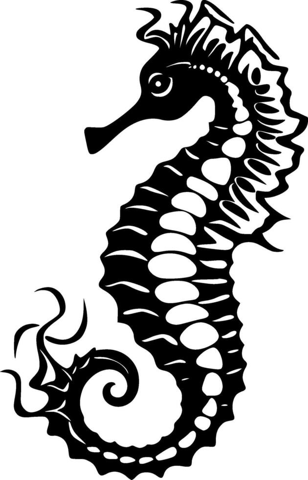 Seahorse, Black and White illustration vector