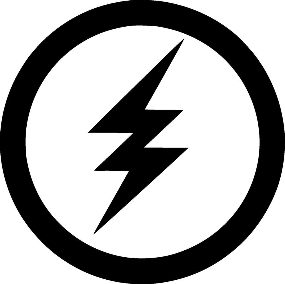 Lightning - Black and White Isolated Icon - illustration vector
