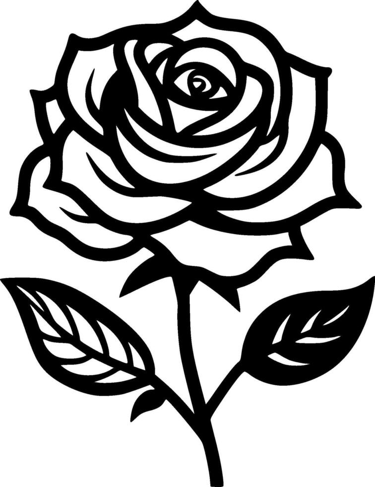 Rose - Black and White Isolated Icon - illustration vector