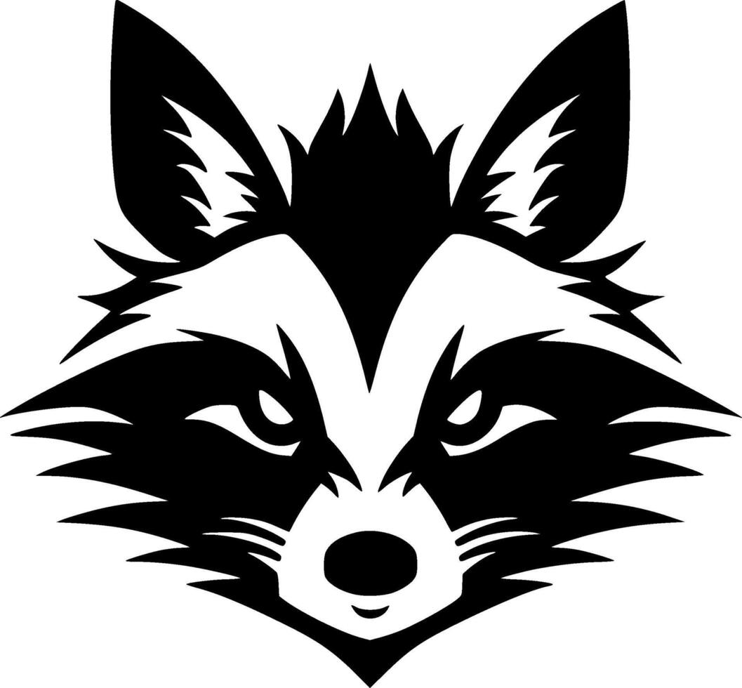 Raccoon - Black and White Isolated Icon - illustration vector
