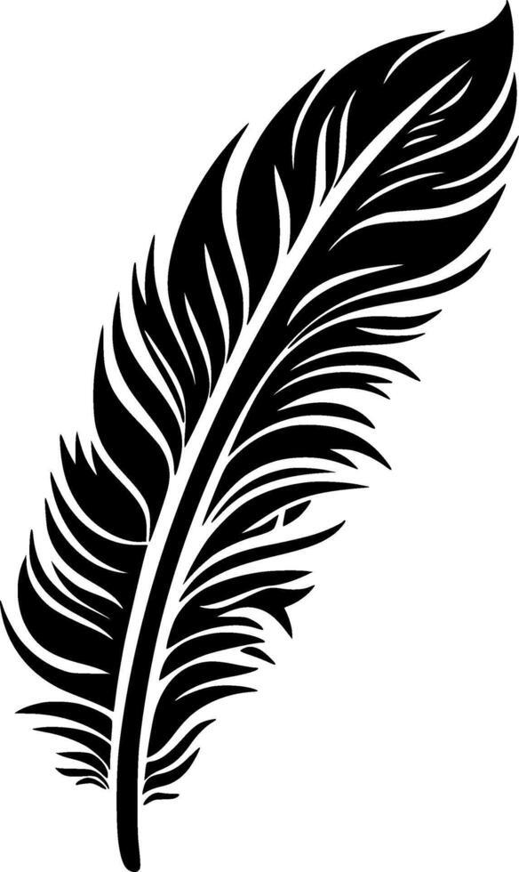 Feather - Black and White Isolated Icon - illustration vector