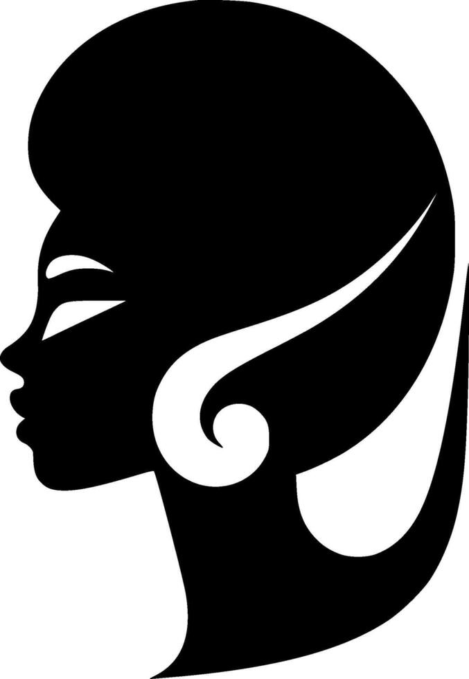 Black Woman - Black and White Isolated Icon - illustration vector
