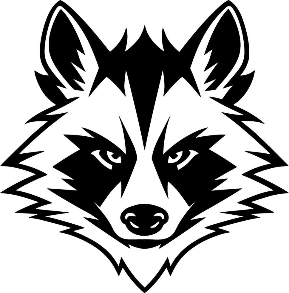 Raccoon - Black and White Isolated Icon - illustration vector