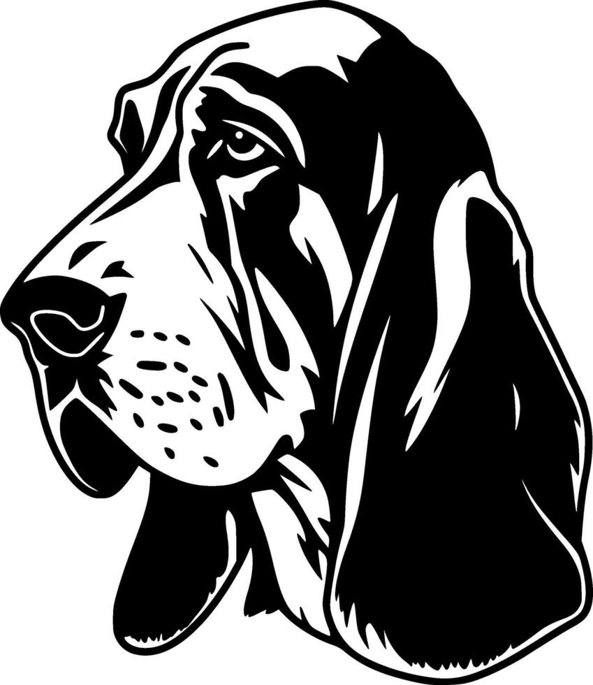 Basset Hound, Black and White illustration vector