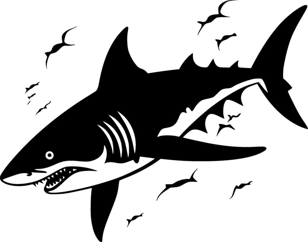 Shark, Minimalist and Simple Silhouette - illustration vector