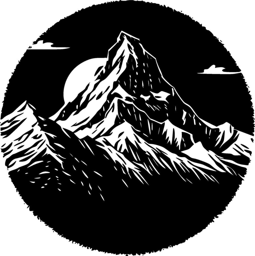 Mountains - Black and White Isolated Icon - illustration vector