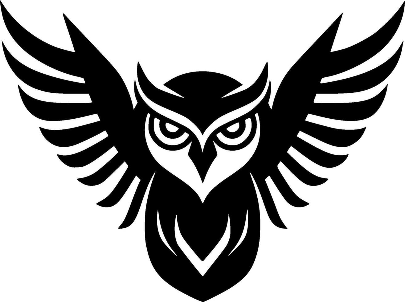 Owl - Black and White Isolated Icon - illustration vector