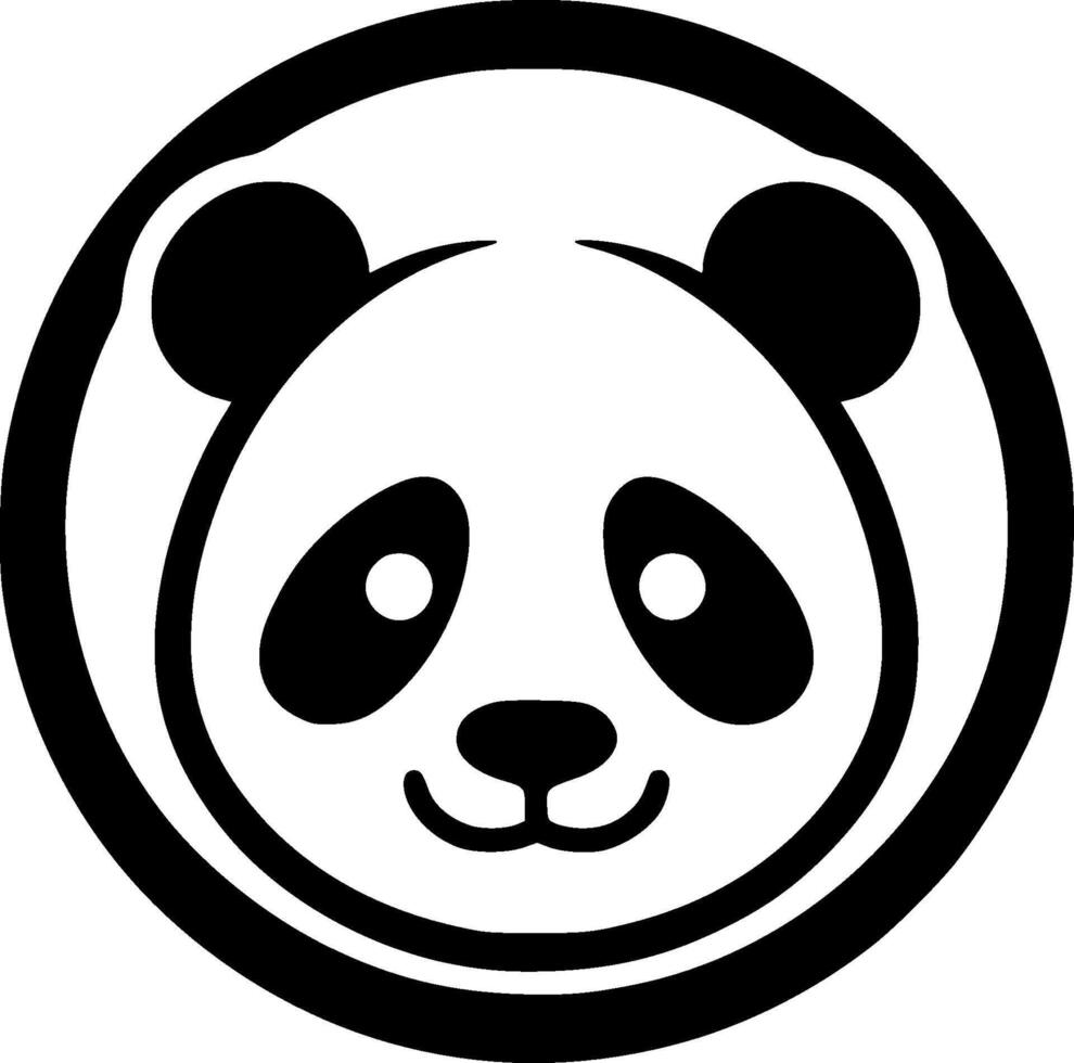 Panda - Black and White Isolated Icon - illustration vector