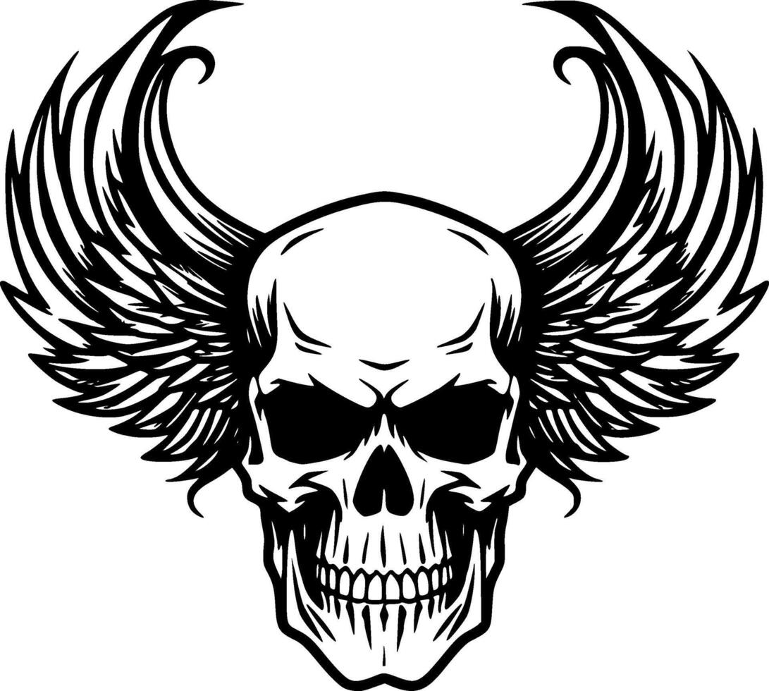 Skull With Wings, Minimalist and Simple Silhouette - illustration vector