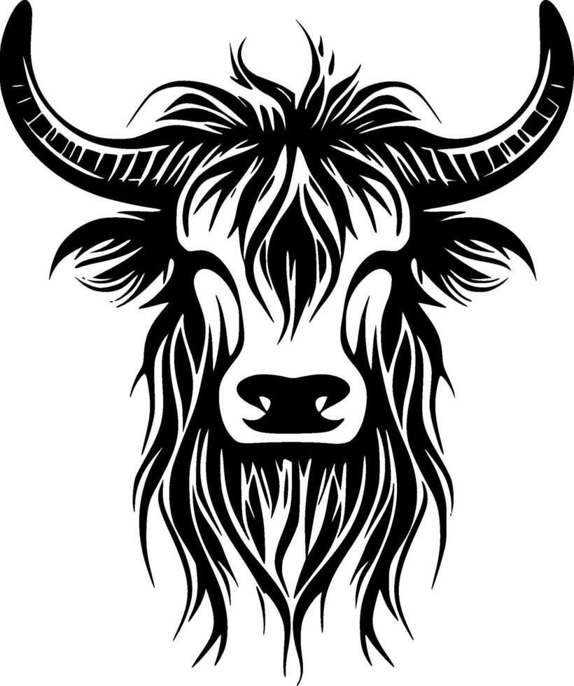 Highland Cow, Minimalist and Simple Silhouette - illustration vector
