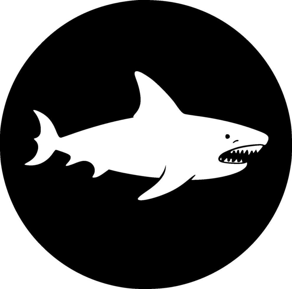 Shark - Black and White Isolated Icon - illustration vector