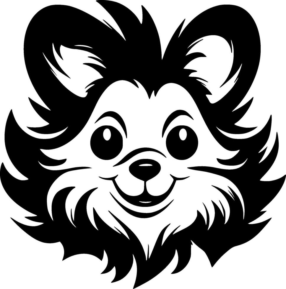 Pomeranian - Black and White Isolated Icon - illustration vector