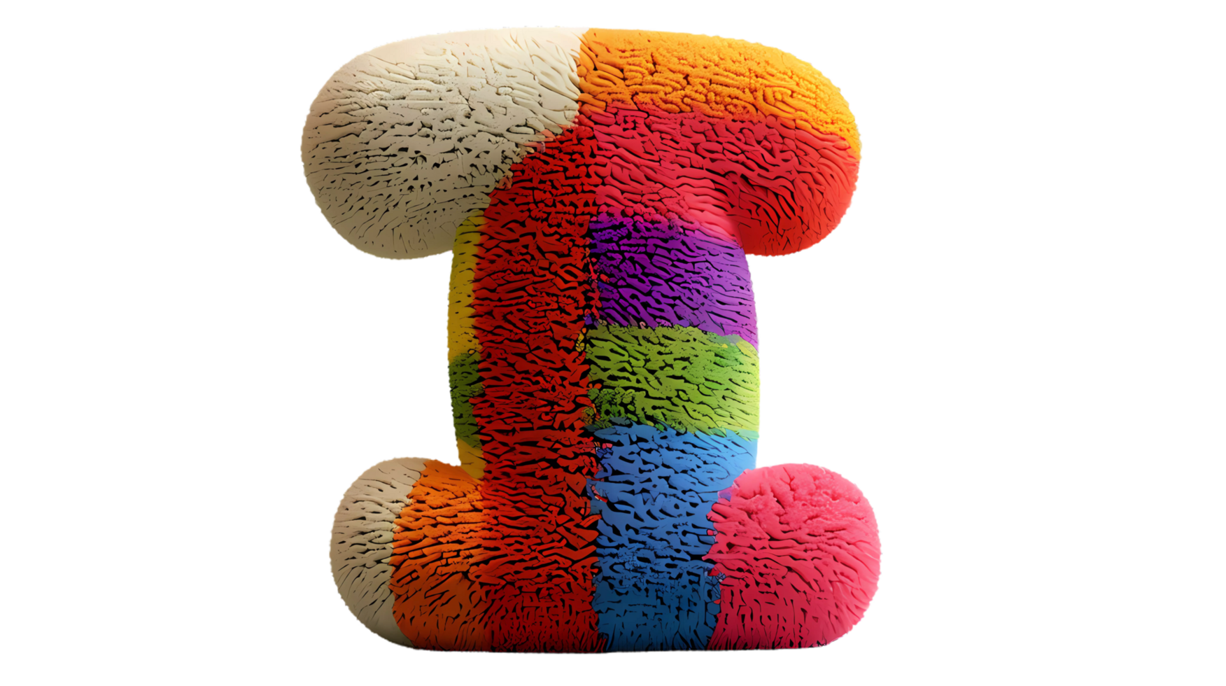 letter i made from colorful yarn png