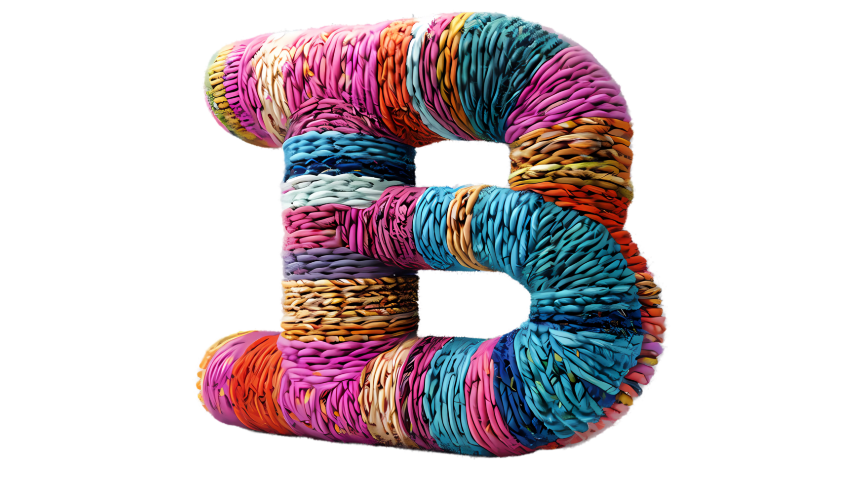 a letter b made of yarn on a transparent background png