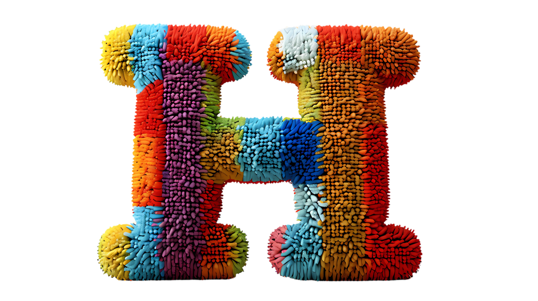 a letter h made of colorful yarn png