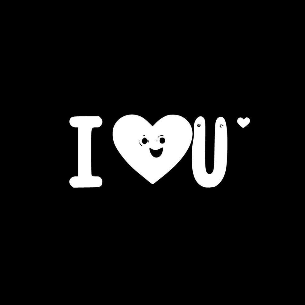 I Love You - Black and White Isolated Icon - illustration vector