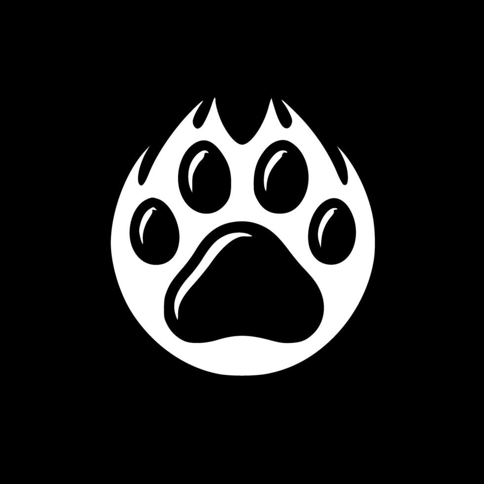 Paw Print, Black and White illustration vector