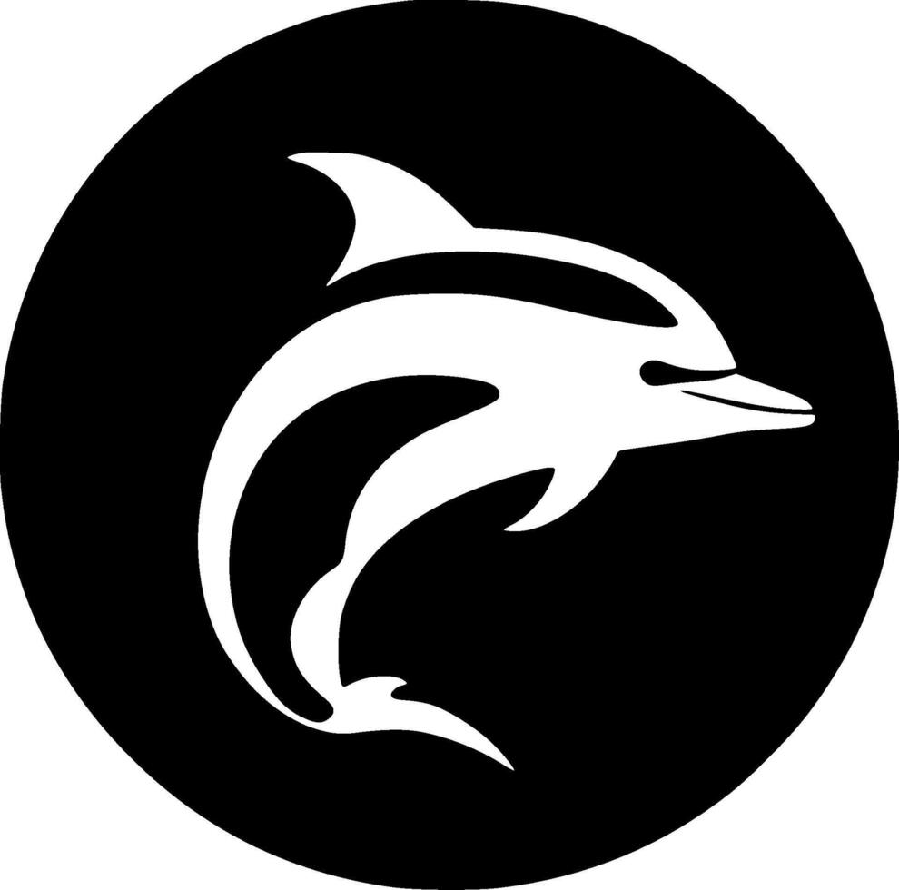 Dolphin - Black and White Isolated Icon - illustration vector
